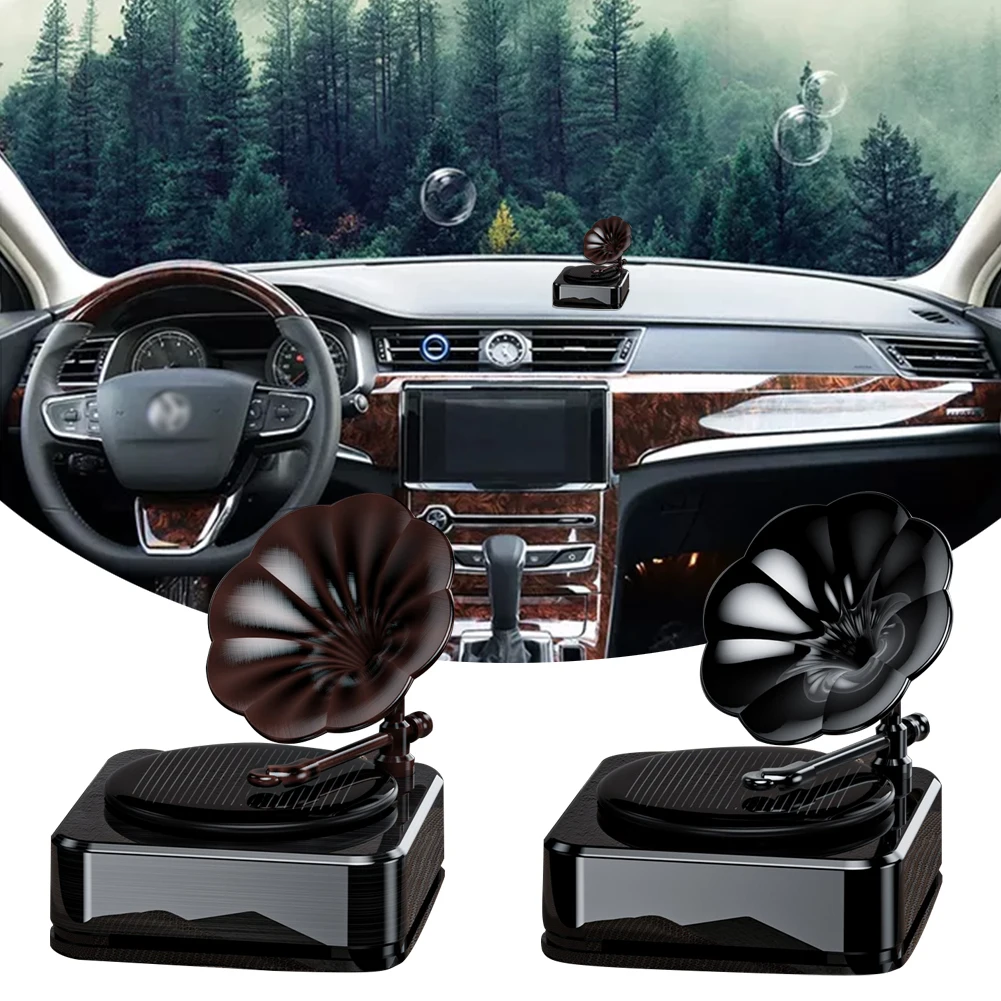 

Car Air Freshener Solar Energy Retro Record Machine Aromatherapy Diffusers for Oils Fragrance Car Interior Decoration