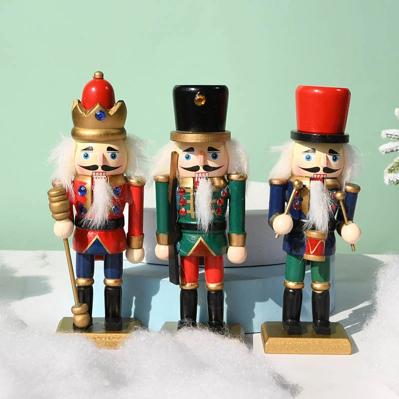 

15CM Set of Three Nutcracker Puppet Soldier Christmas Decoration Pendant Walnut Crafts Home Decoration Decoration