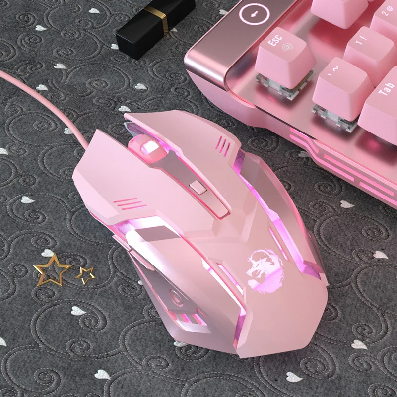 usb computer mouse gamer mouse k3 pink gaming mouse ergonomic wired gaming mouse 6 buttons led 2400 dpi for pc laptop free global shipping