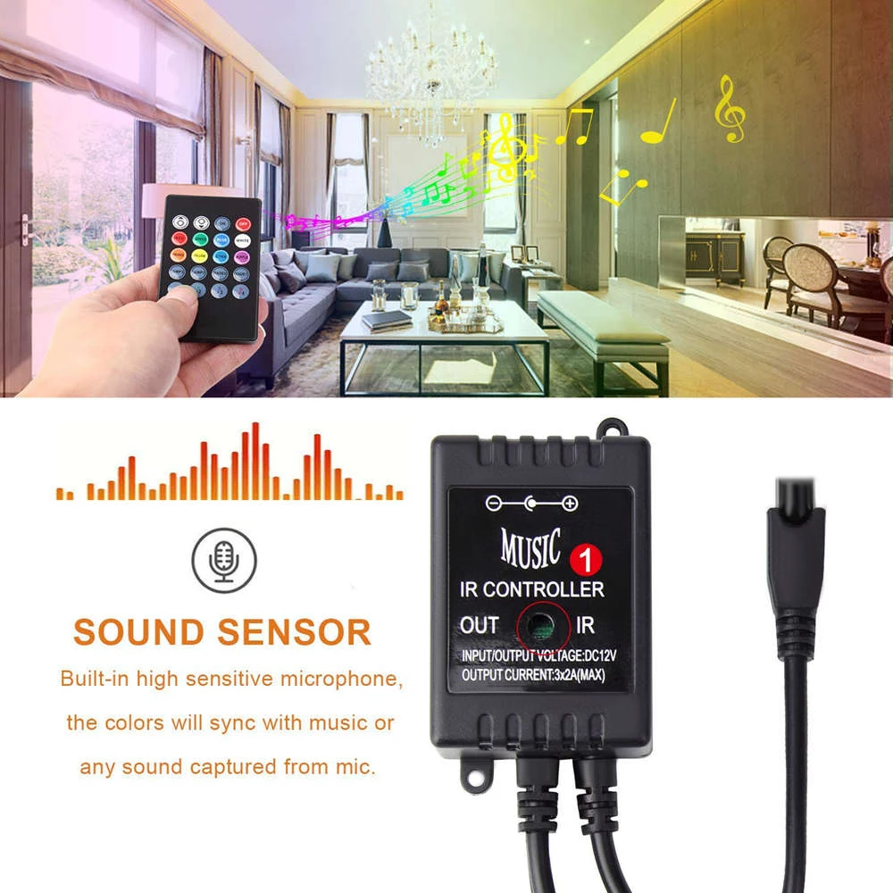 Музыка светодиодный RGB контроллер 12V полосы светильник s 20key пульт дистанционного