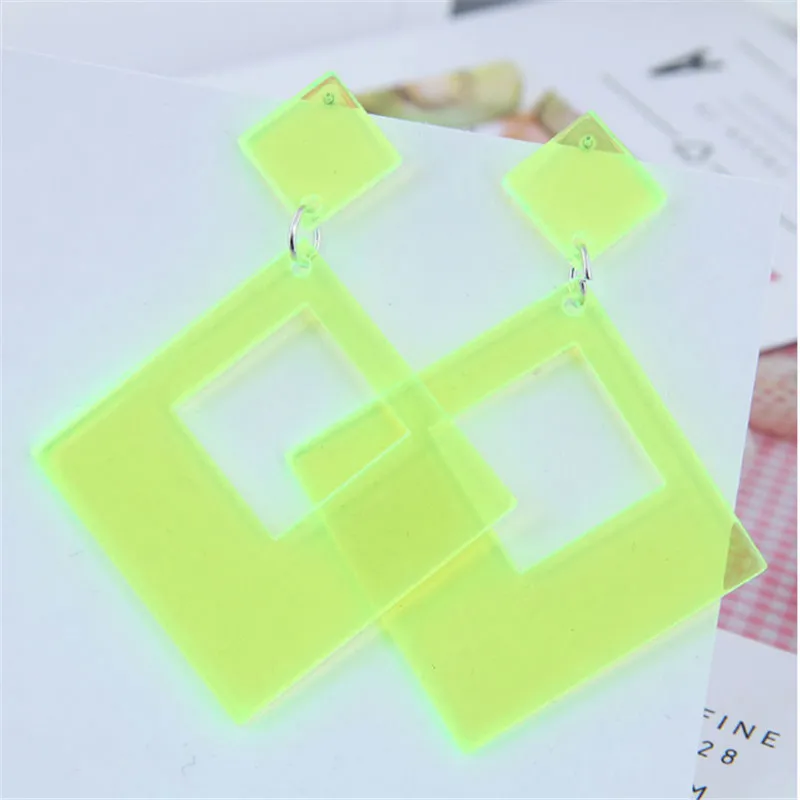 Новые модные большие геометрические флуоресцентные квадратные акриловые