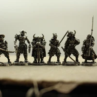 white copper japanese shogunate samurai figurines miniatures vintage metal soldiers model statue desktop ornament toy