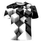 Мужская Повседневная футболка с коротким рукавом, черно-белая футболка с круглым вырезом и квадратным принтом, большиемаленькие размеры, лето 2021