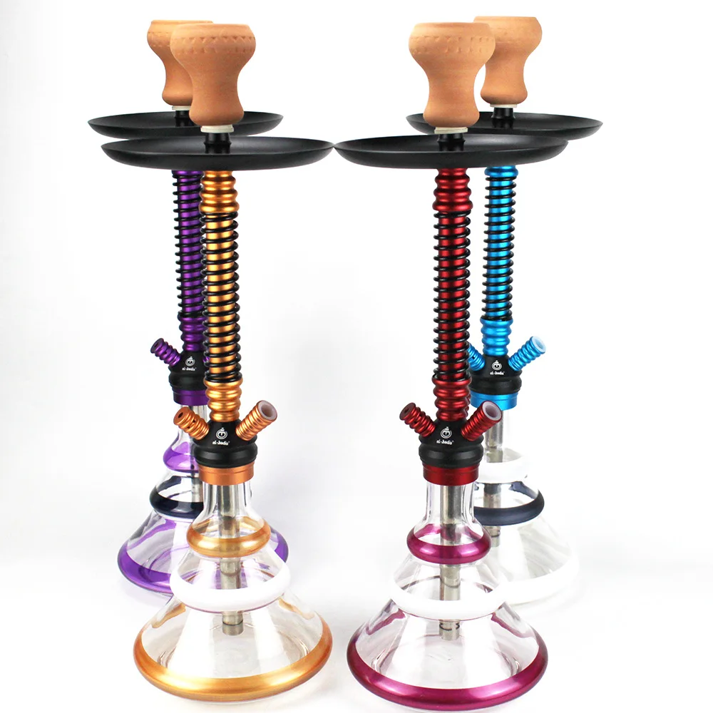 

New Styles Spring Hookah Shisha With Glass Base Smoking Tool Silicone Hose Narguile Sheesha Hookahs Set
