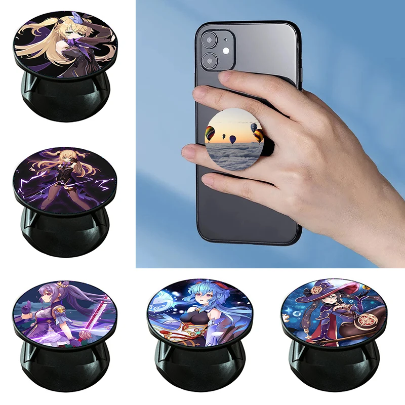 

Genshin Impact Colorful pattern Nimble Phone Holder Round Shape Hand Finger Grip Pocket Socket Expanding Stand for Smartphones