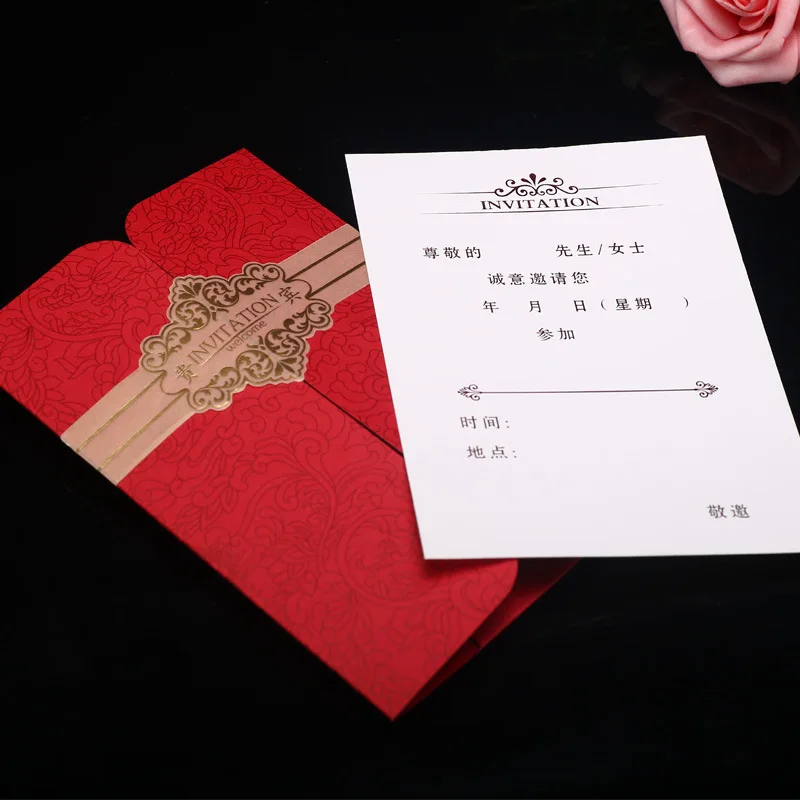 Red Blue China Wedding Invitations 100pcs Customize Elegant Business Greeting Cards Decor Party Supplies Invitation Card | Дом и сад