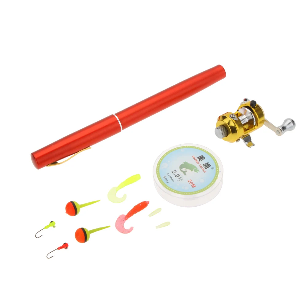 Мини карманная Удочка из алюминиевого сплава 1 м в форме ручки Рыболовная катушка