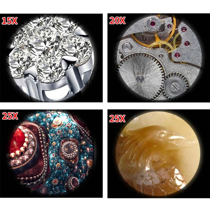 

Magnifier with LED Light jewelry Optics Loupes Magnifying Glass Detachable Lens 10X 20X 25X Desktop Magnifier