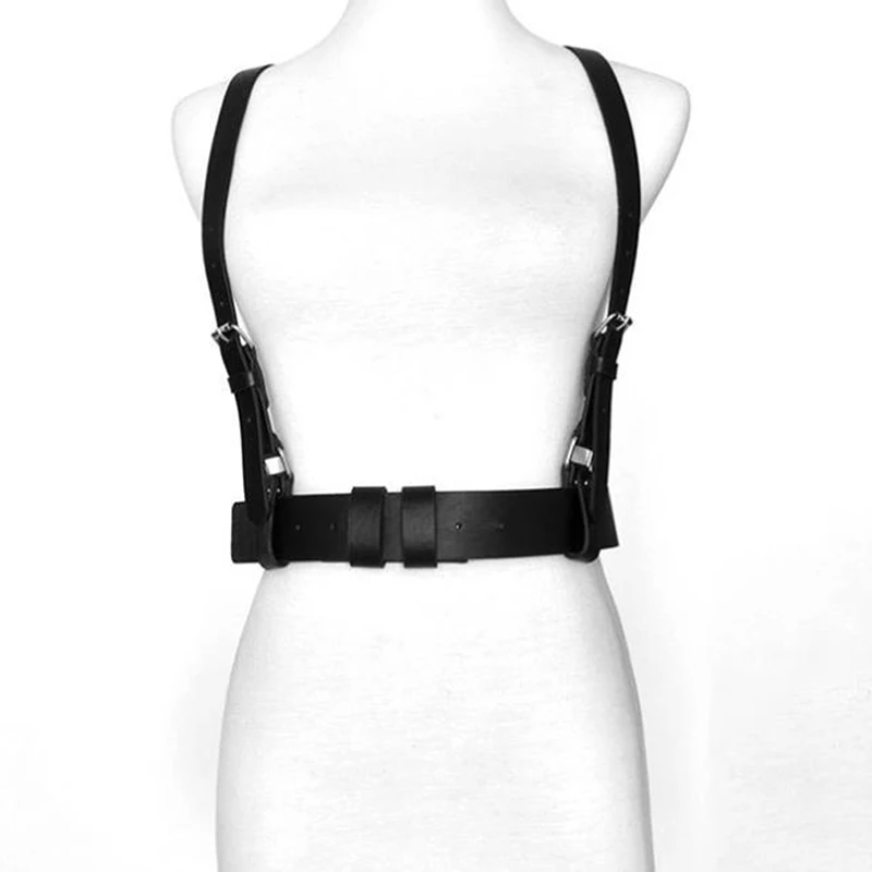 

2021 Sexy Harness Bondage Belts PU Leather Women Slim Body Punk Cage Shoulder Wraped Waist Belt Straps Suspenders Belt