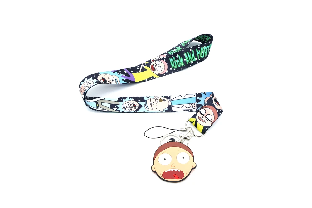 Lanyard keychain E Мультяшный Рик и Морти ремешок на шею ремешок для мобильного телефона держатель ID значок веревка милый брелок - Цвет: Lanyard keychain E