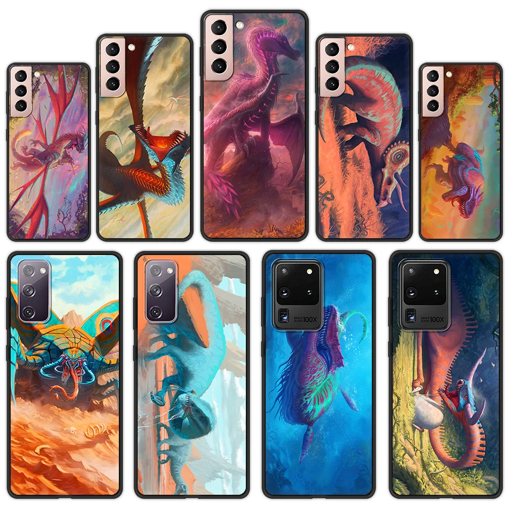 

Cute Dinosaur Baby Cases For Samsung Galaxy S21 Ultra S20 FE S10 S9 Plus S10E S8 Soft Silicone Black Phone Case Cover Shell Capa