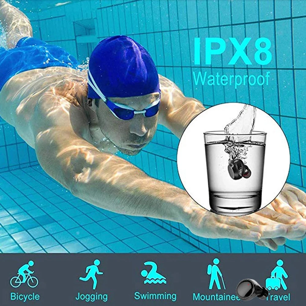 C5 IPX8 водонепроницаемые наушники для плавания TWS True беспроводные Bluetooth спортивные