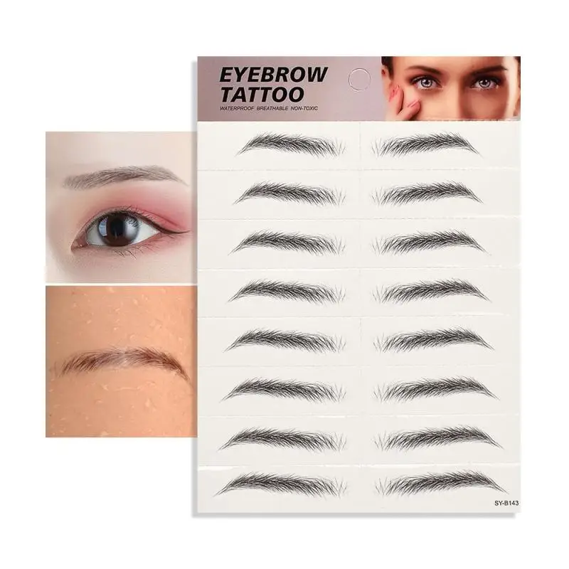 8 pairs Eyebrow Tattoo Sticker Hair-like Natural Brows Look Makeup Waterproof Long Lasting Easy to Wear Adhesive False Eyebrows | Красота и