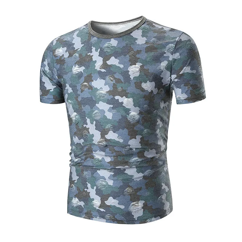 

3513-Summer short-sleeved ice silk t-shirt men's suit