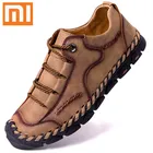 Мужские повседневные туфли Xiaomi Mijia, кожаные дышащие мягкие Лоферы ручной работы, Брендовые мужские римские туфли, плоская подошва, Мокасины, кроссовки для мужчин
