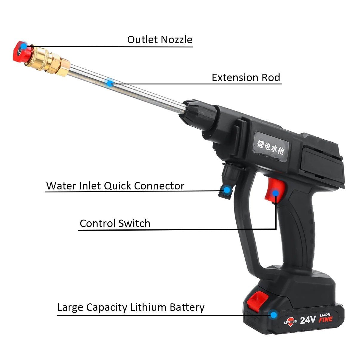 Продажа Новинка беспроводной водяной пистолет высокого давления для мойки автомобиля 0-15000 мАч 600 Вт портативный генератор пены высокого давления с ...