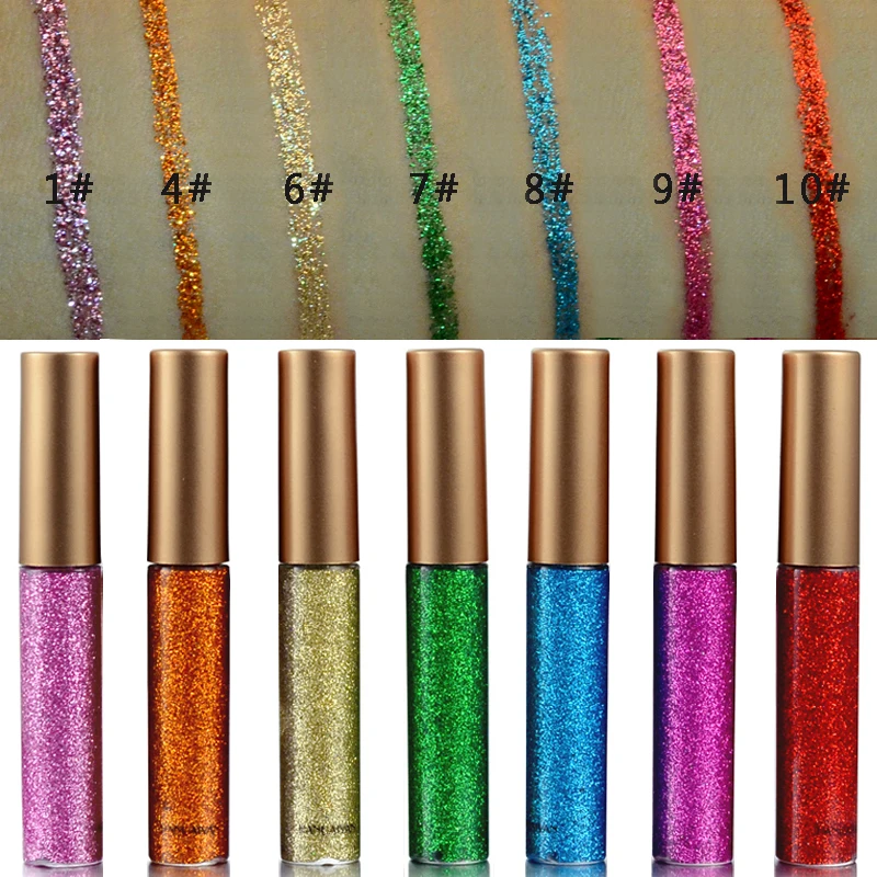 

Hot Color Eye Liner Professional Makeup Beauty Sparkling Glitter Liquid Eyeliner Lasting Comestics Tools Easy To Wear TSLM1