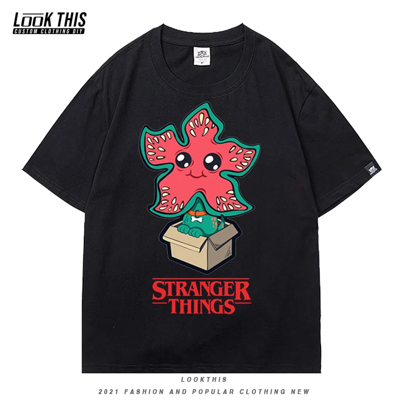 

Cool Stranger Things Print Loose Oversized T-shirt Streetwear Women's T-shirt Y2k High Street Summer Girl Sleeve T-shirts Tops