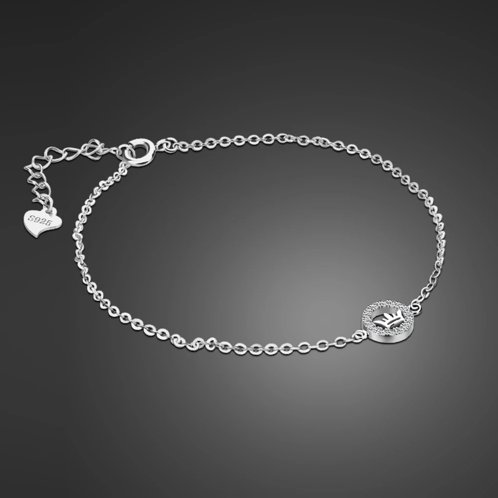 

Women Genuine 100% 925 Sterling Silver Crown Bracelets High Quality Crystal Sparkling Zircon Bracelet Wholesale Jewelry Gifts