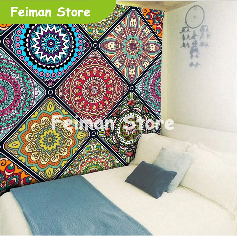 Большие размеры многоцветный красивый МАНДАЛА ГОБЕЛЕН навесной пляж полотенце