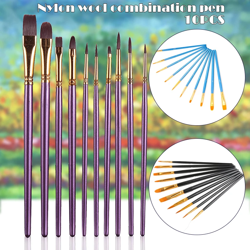

10pcs/set Watercolor Pen Paintbrush Nylon Hair Paint Brushes Artist Oil Painting Brush Set NC99