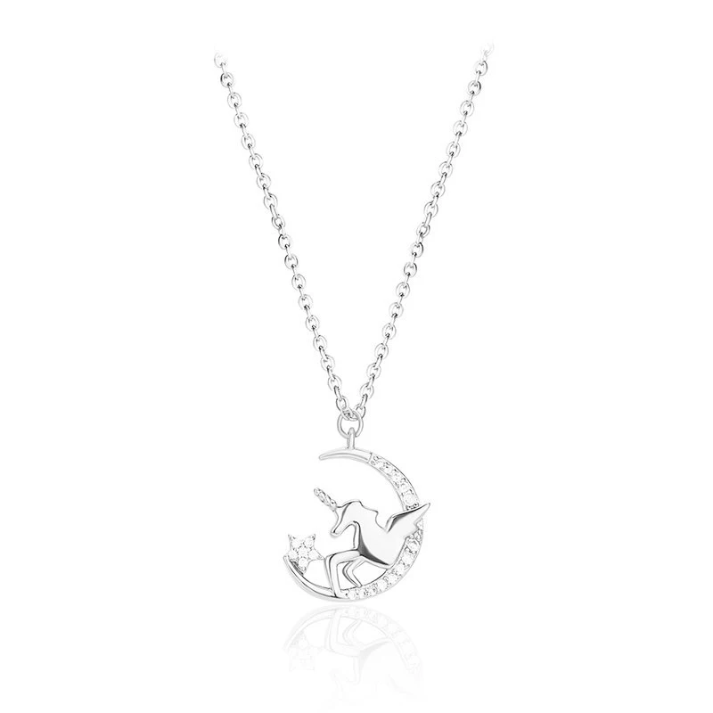 

CHOMEL Silver Unicorn Necklace, Female Ins Temperament, Niche Design Skinny Jewelry, Simple Clavicle Chain Net Red,Gift