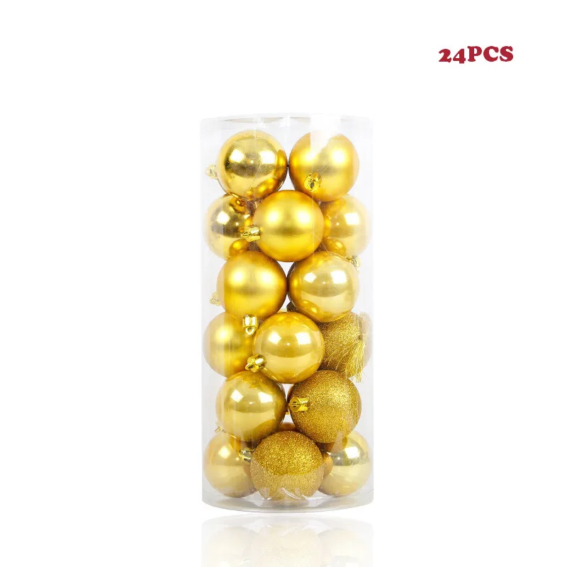 Gold 24 шт./партия, цветные рождественские шары 3-4-6-8 см, блестящие шары для рождественской елки, украшение для дома, украшение для бара и вечеринки - Цвет: Gold