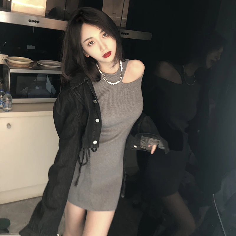 Strapless High Waist Slim Looking Base Mid-Length Knitted Dress Sexy Halter Hip Skirt for Women | Дом и сад