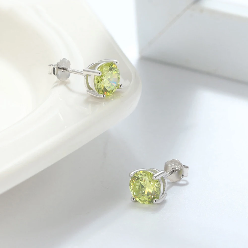 Женские серьги гвоздики с фианитом 12 цветов|fashion stud earrings|stud earringswedding party earrings |