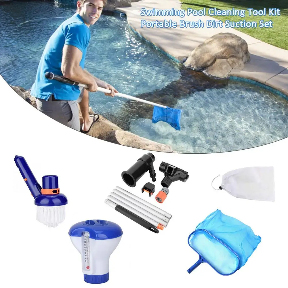 

5Pcs/set Swimming Pool Vacuum Cleaner Cleaning Tool Kit Suction Spary Jet Cleaner Head with Net for Pool Spa Pond Fountain