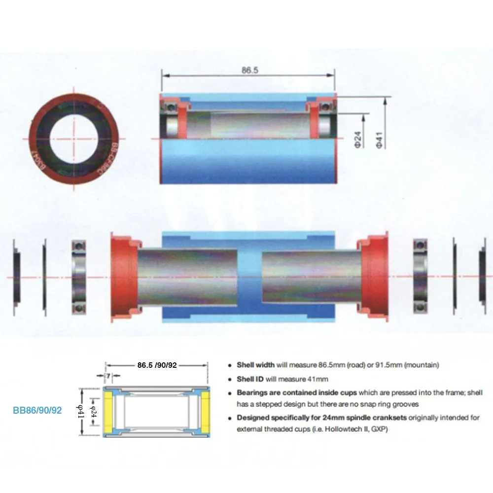 ZTTO MTB шатуны для шоссейного велосипеда части оси BB GXP 22 мм 24 BB209 BB92 BB90 BB86 пресс