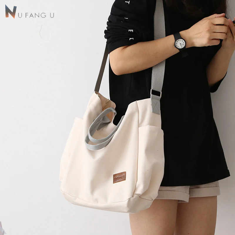 

Fresh simple big capacity design canvas women messenger bag fashion girls handbag shoulder bag daily shopping bag
