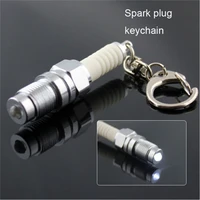 1pc casual led key chain spark plug key chain keychain car parts keyring car styling accessories decoration