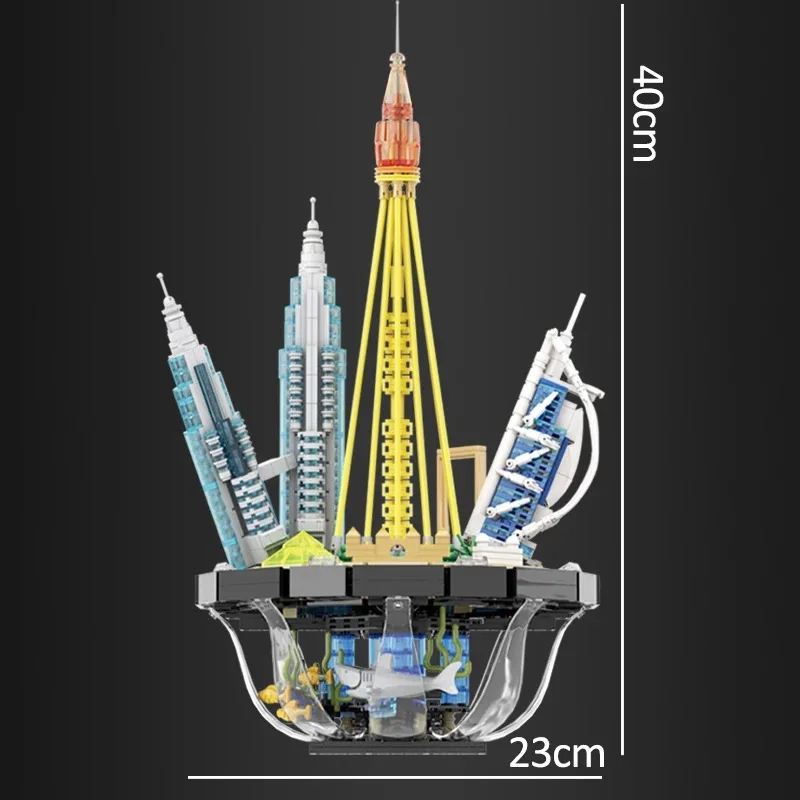 

City Famous architecture Dubai Burj Khalifa house Modle Building Blocks Creator LED light street view Bricks toys for children