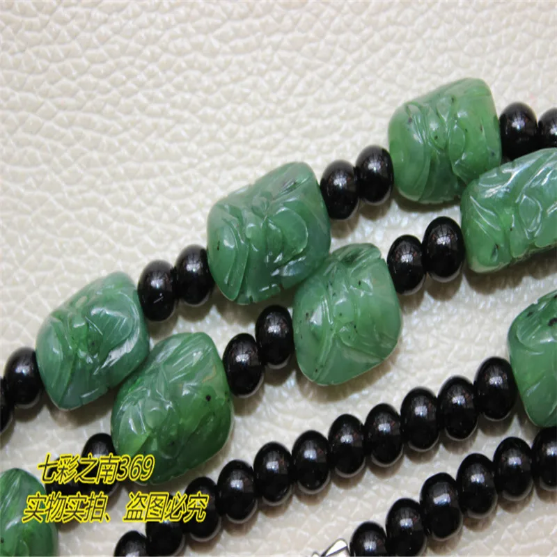 Натуральное Нефритовое ожерелье Hetian материал семян Зеленые Бусины Lohan