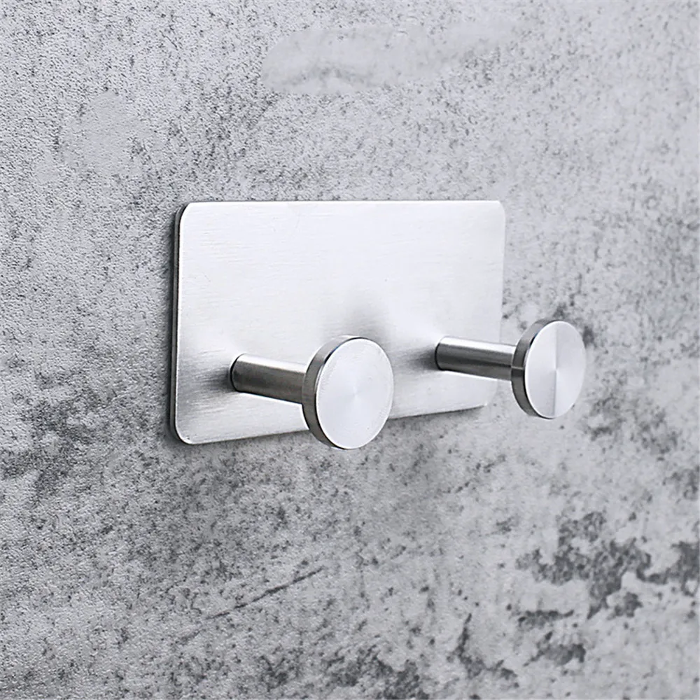 

1pc Hook Adhesive Self Stainless Steel Wall Mount Holder Hook Clothes Coat Hat Hanger Towel Clothes Rack Bath Accessories