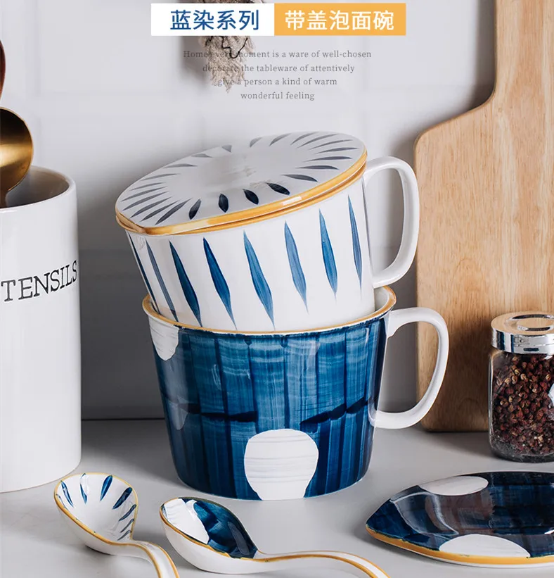 Керамическая чаша с крышкой индивидуальная для студенческого общежития