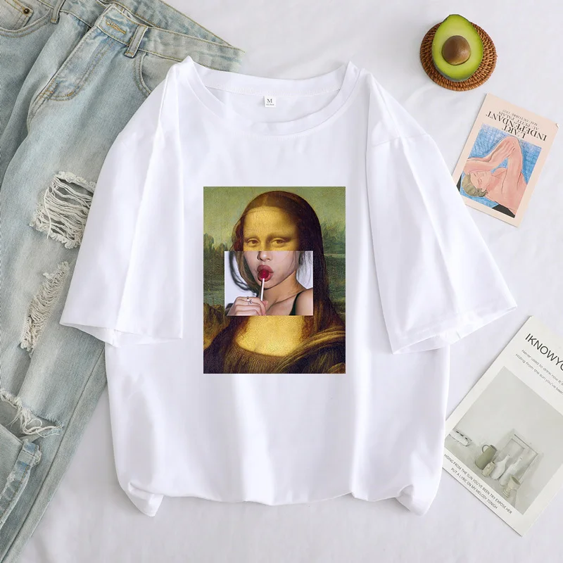

Oversized Women Tshirt Michelangelo Funny Cartoon Print Short Sleeve Streetwear Grunge Aesthetic Hand Graphic Ulzzang Tops Tees