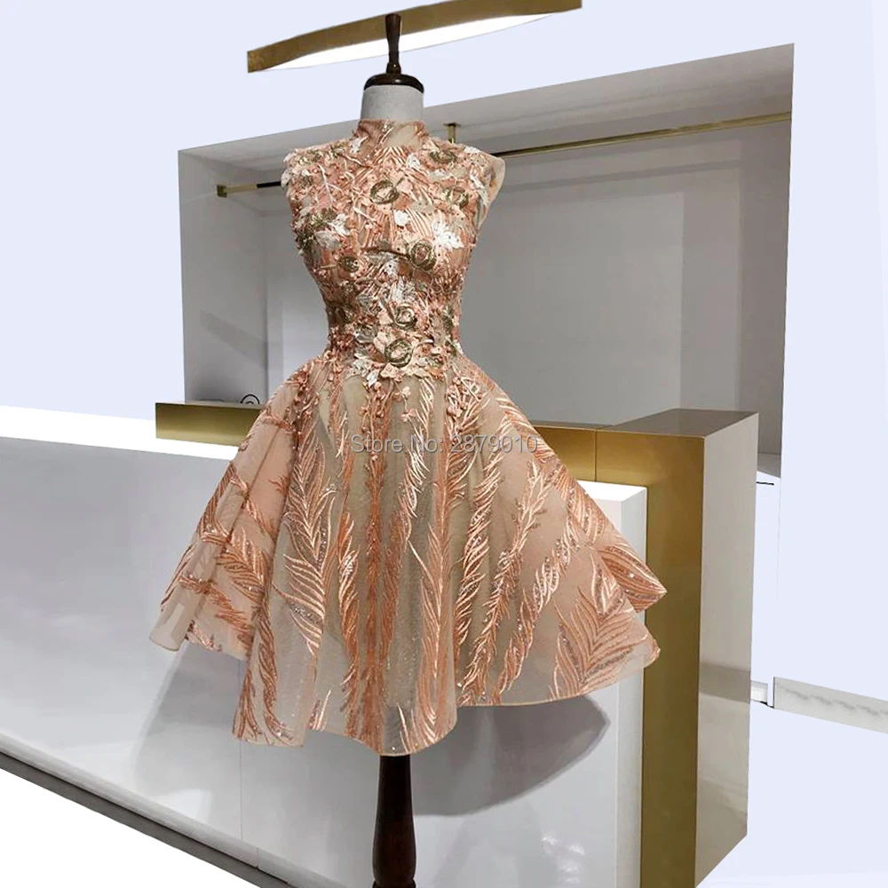 ТРАПЕЦИЕВИДНОЕ ПЛАТЬЕ С Круглым Вырезом для выпускного вечера короткое платье