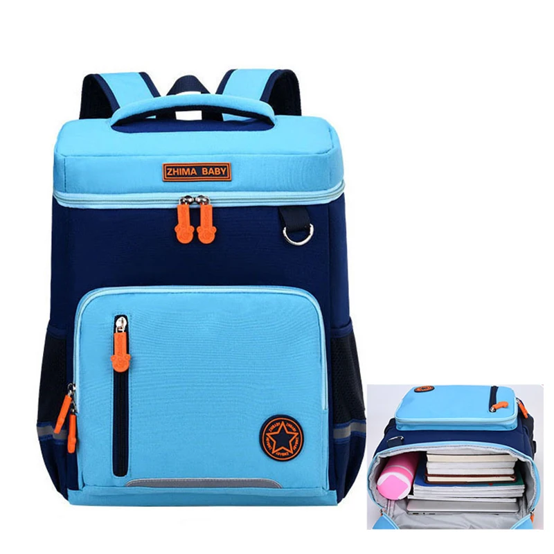 

Children Waterproof School Bags Girls Cute Blue Orthopedic School Backpack For Safety Warning Strip Bagpack Kids Gifts Bolsas