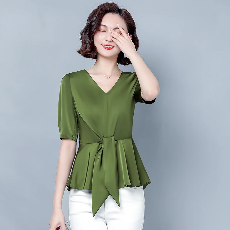 Новинка 2020 Высококачественная шелковая рубашка с бантом Женская Модная