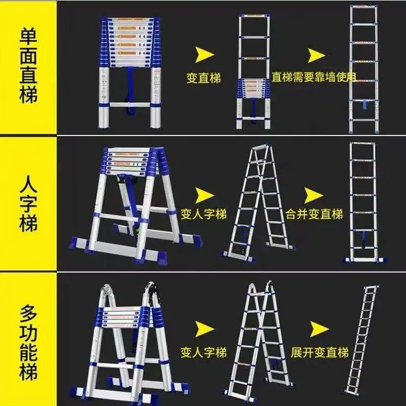 Лестница телескопическая портативная из алюминиевого сплава 3 15 м + м|Лестницы| |