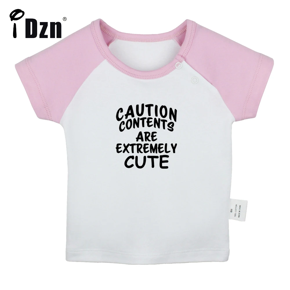 

Caution Contents Are Extremely Cute Fun Art Printed Baby Boys T-shirts Cute Baby Girls Short Sleeve T shirt Newborn Tops Clothes