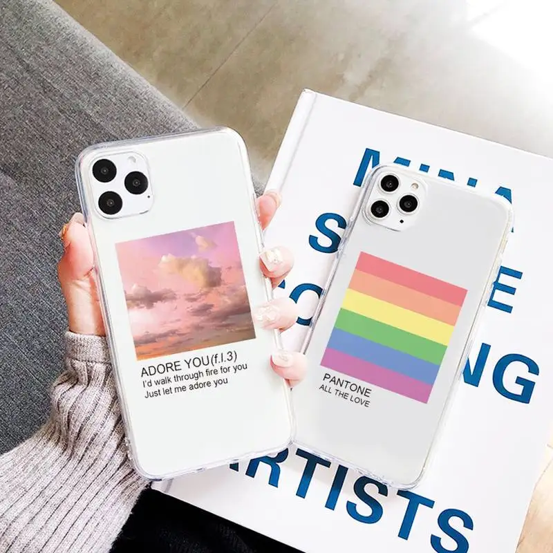 

Flower Summer Pink Phone Case Transparent Clear for iPhone 11 12 mini pro XS MAX 7 8 6 6S Plus X 5S SE 2020 XR