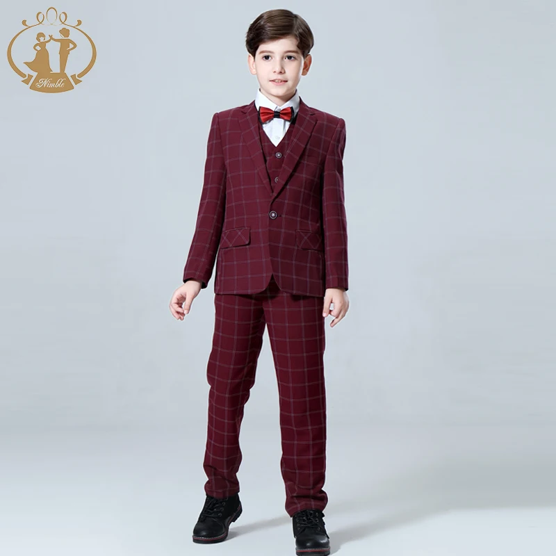 2021 Новые 3 предмета в комплекте детская одежда плед Свадебный Блейзер костюм для