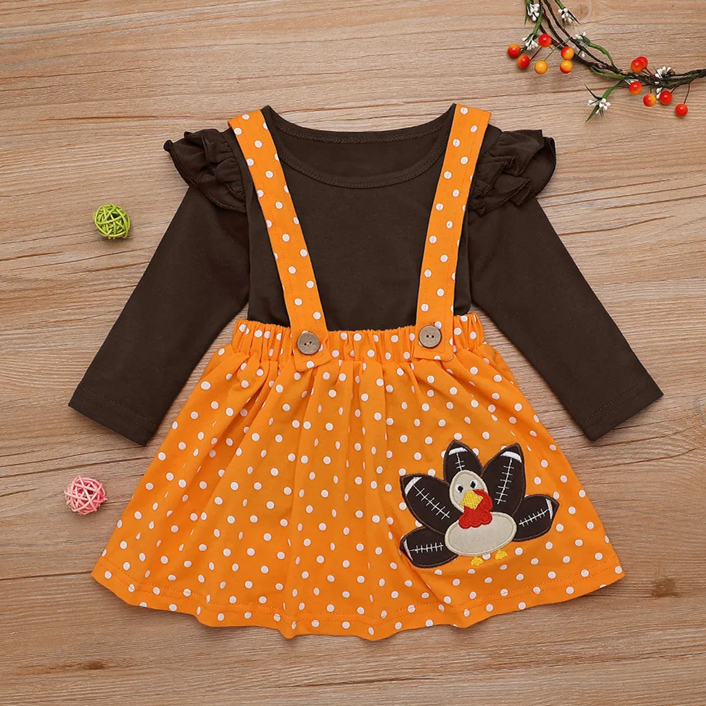 Детская одежда для девочек на День Благодарения Турция футболка лямках комплект