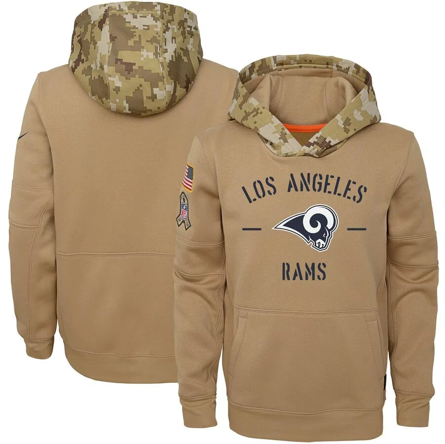 

Los Angeles Youth Salute to Service Rams Khaki Therma Pullover Hoodie