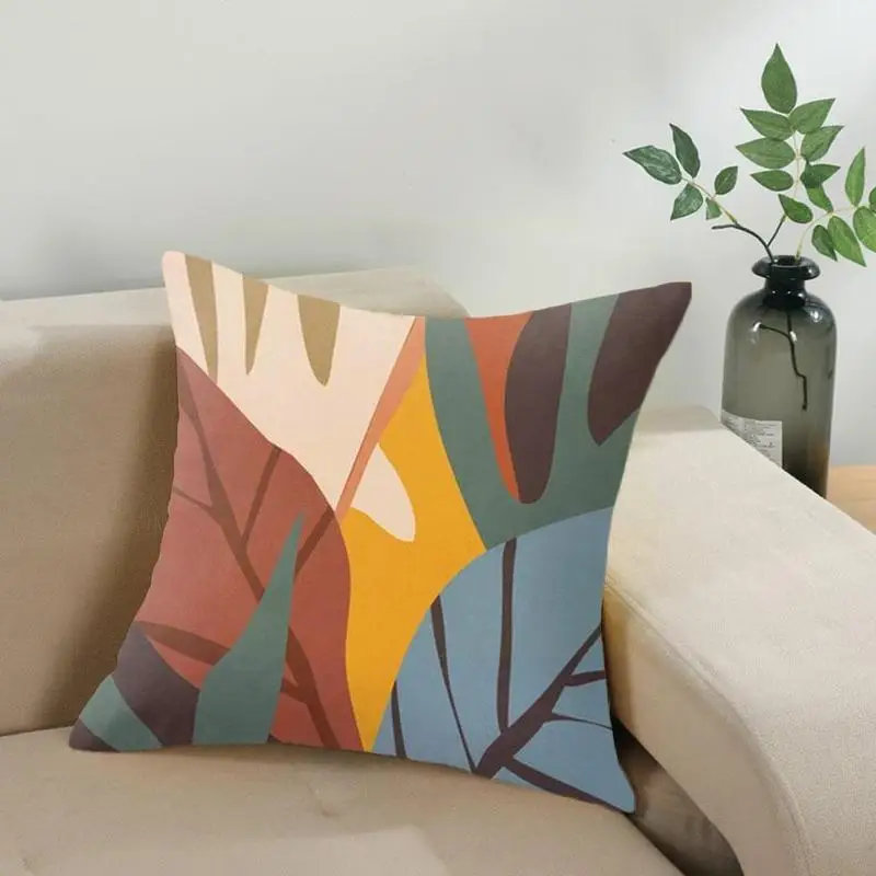 

Modern Minimalist Abstract Geometric Green Leaf Pillowcases For Sofa Throw Square Decorative Home Cover Striped Car Decor P K4C2