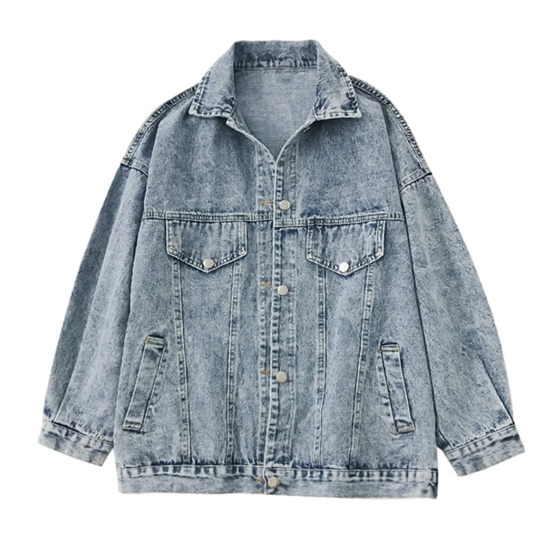 Женская джинсовая куртка в стиле бойфренда демисезонная Модная Джинсовая с