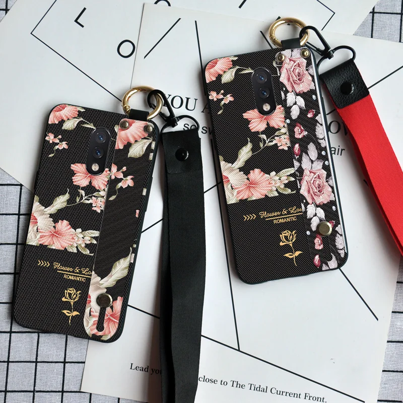 Роскошные наручный браслет с цветами чехол для Oneplus 3 3T 1 + 5/5T One plus 6